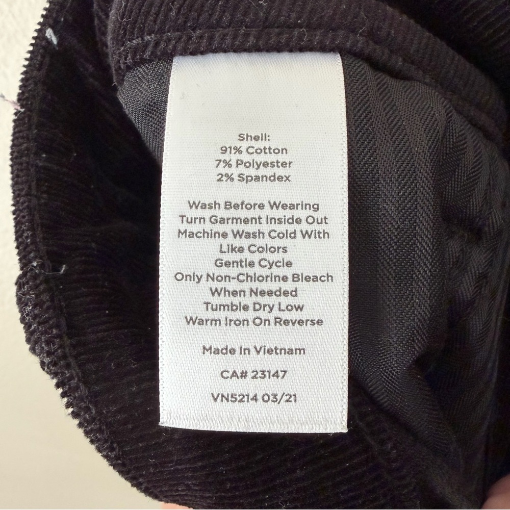 Talbots | Corduroy Jegging Pants Ribbed Mid Rise Skinny Fit Black 2P Petite - Picture 6 of 6